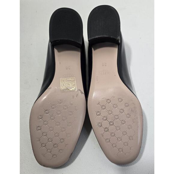 Poletto Charcoal Gray Patent Leather Heels Pumps Rhinestone Medallion Size 36 - Picture 8 of 12